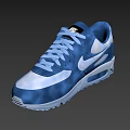 Blue And White Nike Style Athletic Sneakers With Light Blue Laces And Air Cushion Sole