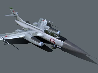 Military Fighter Jet With Twin Engines Sharp Nose Gray Body Red Insignia Number 96 3d model