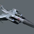 Military Fighter Jet With Twin Engines Sharp Nose Gray Body Red Insignia Number 96