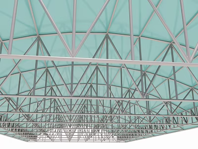 Modern Structural Ceiling Design With Metal Framework And Triangular Grid Structures 3d model