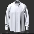 White Long Sleeve Collared Shirt Featuring Front Buttons Chest Pocket and Simple Design