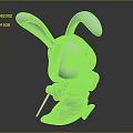 Cute Fantasy Rabbit Game Movie Character In Hooded Robe Holding Staff