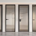 Stylish Modern Interior Hinged Doors With Black Frames And Various Glass Designs 3d model