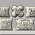 Cute Cartoon Leopard Pillows With Lovely Life Print Square Heart Shaped Black White Decorative Cushions