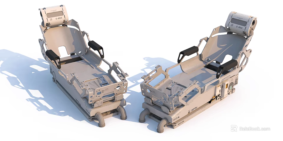 Dual Medical Stretchers With Adjustable Frames For Emergency Patient Transport In Hospital Settings 3d model 