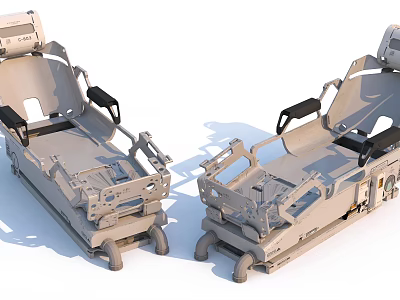 Dual Medical Stretchers With Adjustable Frames For Emergency Patient Transport In Hospital Settings 3d model