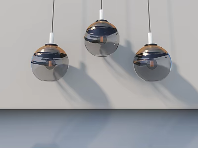 Modern Swing Door Design With Glass Pendant Lights And Metal Frames 3d model