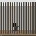 Golden Metal Vertical Slats Partition With Backlit Design In Modern Interior
