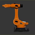 Orange Industrial Robotic Arm With Articulated Joints And Stable Metal Base