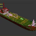 3D Render Of Cargo Ship With Red Hull Green Deck 3d model