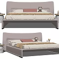 Modern Children's Bed With Light Pink Headboard Teddy Bear And Nightstands