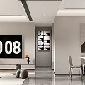 Modern Living Dining Interior Design With Open Layout TV Wall Dining Table And Artwork 3d model
