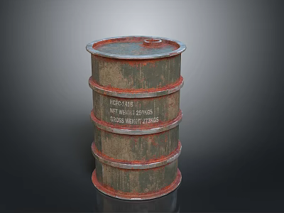 Rustic Metal Oil Drum With FEDCO 1018 Label For Household Storage 3d model