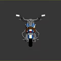 Blue Classic Motorcycle With Brown Quilted Seat Chrome Engine Parts And Red Tank Accents