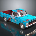 Vintage Blue Truck With Rusty Details And Red Accents Classic Design