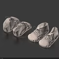 White Baby Shoes with Lace Up Design in Simple Clean Style on Dark Blue Background