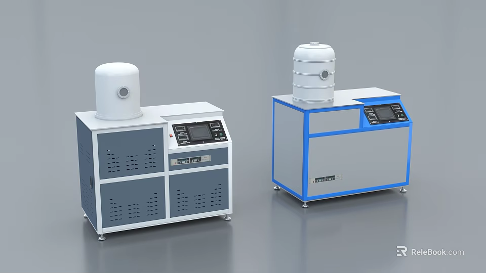 Modern Industrial Equipment With White Top Containers And Digital Control Panels 3d model 