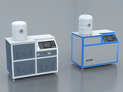 Modern Industrial Equipment With White Top Containers And Digital Control Panels 3d model