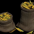 Two Burlap Sacks Filled With Fresh Bananas And Some Scattered On Ground