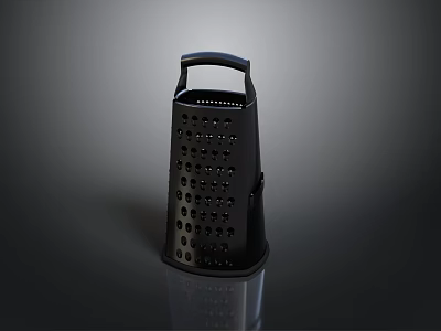 Black Kitchen Grater Appliance Featuring Handle And Perforated Design For Cheese And Vegetables 3d model