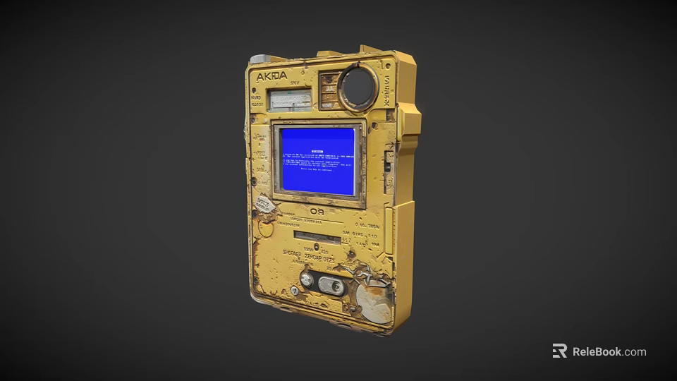 Commercial Equipment Yellow Control Panel with Blue Screen System Status 3d model 