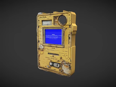 Commercial Equipment Yellow Control Panel with Blue Screen System Status 3d model