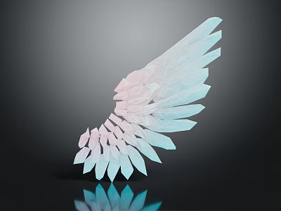 Wing Shaped Modern Wall Decor With Gradient Pink To Light Blue Shiny Texture 3d model