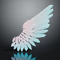 Wing Shaped Modern Wall Decor With Gradient Pink To Light Blue Shiny Texture 3d model