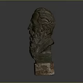 Albert Einstein Bronze Bust Sculpture With Detailed Beard And Marble Base