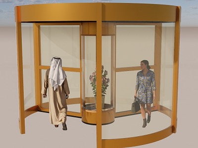 Hotel with revolving door three leaf type public place gate can be interactive model