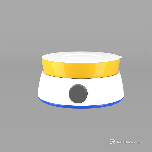 Modern White Base Device With Yellow Upper Part Blue Edge And Gray Control Button 3d model 