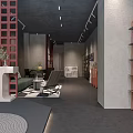 Elegant Boutique Interior With Green Sofa Small Table And Decorative Elements