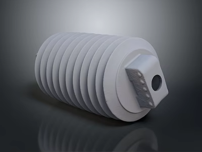 Automotive Parts Cylindrical Shape with Ribbed Surface and Square End Mounting Hole 3d model