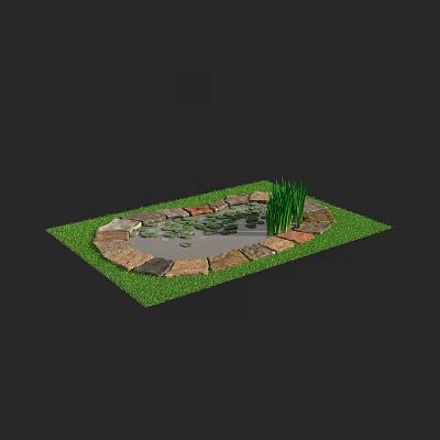Courtyard gardening sketch small pool fish pond 3d model