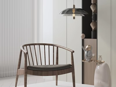 Modern Wooden Accent Chair With Sleek Design In Minimalist Living Room Decor 3d model