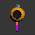 Colorful Cartoon Toy Gun 3D Model With Yellow Body Orange Nozzle And Purple Grip