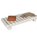 Gray Fabric Sofa Bench With Brown Textured Pillow And Cozy Blanket