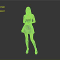 3D Female Character Wearing Brown Top Plaid Skirt And Black Boots