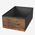 Wooden Storage Baskets With Black Frame Metal Handles And Checkered Cloth Items