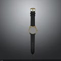 Stylish Fashion Watch Accessory with Black Leather Strap Gold Case and Pink Dial