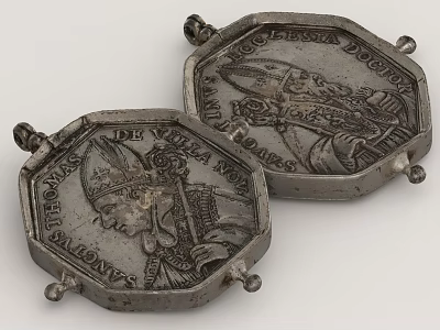 Octagonal Metal Household Decor Pieces with Engraved Patterns and Hanging Clasps 3d model