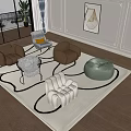 Modern Single Sofa Cream Single Sofa 3d model