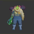 Blue Handheld Utility Tool With Blue Outfit White Fur Collar Furry Pants And Warm Boots
