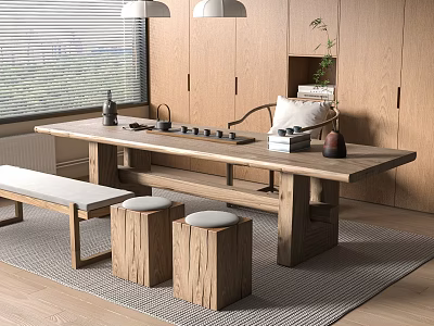 New Chinese Tea Table and Chair Combination 3d model