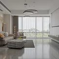 Modern Living And Dining Room Interior With Sofa Coffee Table And Floor To Ceiling Windows