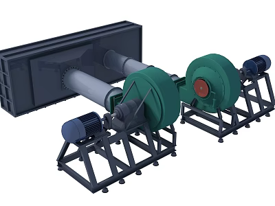 Military Weapon Mechanical System Featuring Green Cylindrical Components And Black Frame Structure 3d model