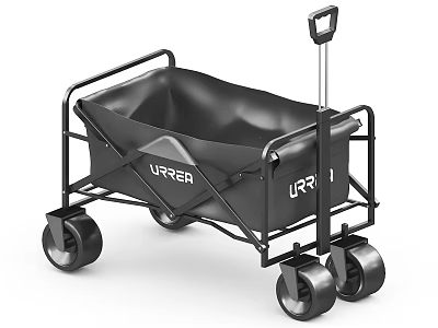 Durable URREA Black Utility Cart With Metal Frame And Four Wheels 3d model