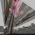 Modern Luxury Hotel Atrium With Transparent Sightseeing Elevator And Exquisite Golden Decorative Railings