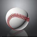 White Baseball With Red Stitching On Gray Background And Reflection 3d model