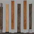 Assorted Wooden Columns Display Featuring Diverse Base Materials And Textures 3d model
